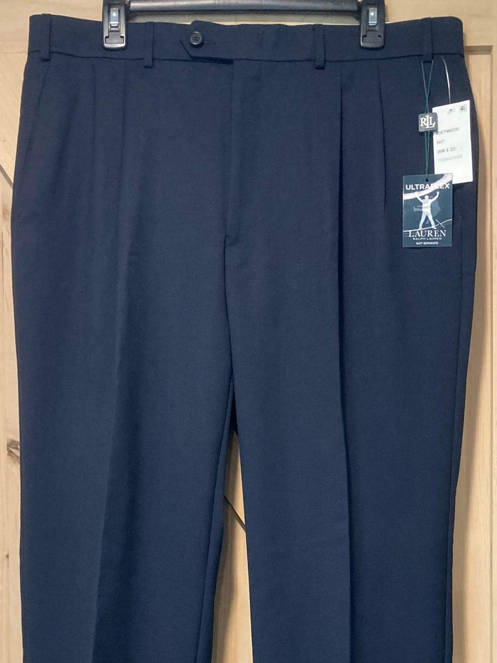 Lauren Ralph Lauren Navy Dress Pants Solid Ultraflex Cuff Hem Wool 36x32 NWT - Picture 3 of 14